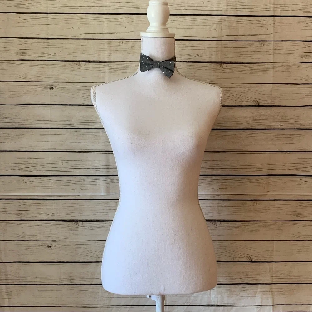 Grey Polkadot Bow Tie With Velcro Closure